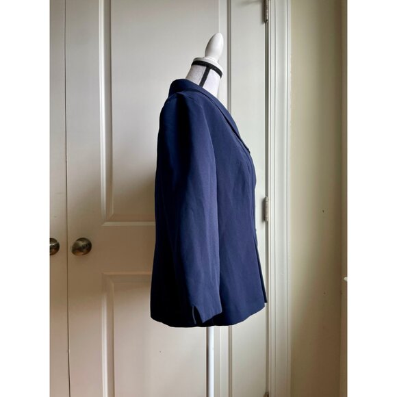 Danny & Nicole Navy Pleated Jacket - Size 14 - Picture 2 of 7